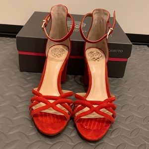 Vince Camino, Sandal, Heels (3 in), Size 6M, Suede, Red